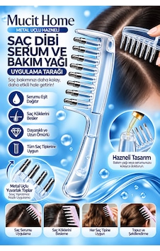 Mucit Home Serum Uygulama Tarağı Metal Uçlu Hazneli Saç Dibi Serum Tarağı Şeffaf Pembe Mucit Home Serum Uygulama Tarağı Metal Uçlu Hazneli Saç Dibi Serum Tarağı Şeffaf Pembe