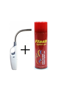 Spiralli Kıvrılabilir Mutfak Uzun Çakmak+Flash Çakmak Gazı 270 Ml