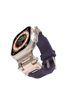 Watch Ultra 49mm Ogaa- Krd-108 Metal Başlıklı Silikon Kordon-starlight Purple Watch Ultra 49mm Ogaa- Krd-108 Metal Başlıklı Silikon Kordon-starlight Purple