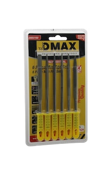6pcs Mini Çelik Eğe Seti Düz - Yuvarlak - Yarı Dairesel - Kare - Üçgen Bx40