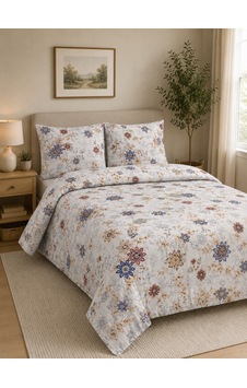 Çift Kişilik Nevresim Takımı %100 Pamuk 200x220 Lastikli Çarşaflı 160x200 Bej