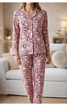 Rukod Pembe Ayıcıklı Gömlek Yaka Kadın Ev Pijama Takımı Süet Kumaş, Likralı Pijama Takım Pembe Rukod Pembe Ayıcıklı Gömlek Yaka Kadın Ev Pijama Takımı Süet Kumaş, Likralı Pijama Takım Pembe