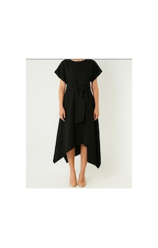 Elmoda Kadin Bisiklet Yaka Eteği Asimetrik Oversize Elbise Siyah Siyah Elmoda Kadin Bisiklet Yaka Eteği Asimetrik Oversize Elbise Siyah Siyah