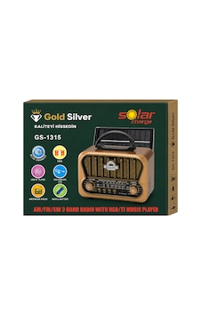 Gold Silver Gs-1315 Nostaljik Retro Radyo - Güneş Enerjili, Bluetooth/usb/tf Kart Destekli 3 Band Hoparlör Gold Silver Gs-1315 Nostaljik Retro Radyo - Güneş Enerjili, Bluetooth/usb/tf Kart Destekli 3 Band Hoparlör