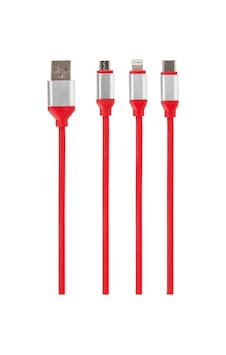 Ithink Silver 3in1 1 M Çoklu Şarj Kablo - Kırmızı Ithink Silver 3in1 1 M Çoklu Şarj Kablo - Kırmızı