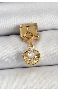 316l Çelik Sallantılı Zirkon Taşlı İstiridye Model Gold Renk Nomination Charm Altın 316l Çelik Sallantılı Zirkon Taşlı İstiridye Model Gold Renk Nomination Charm Altın