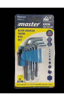 Master Allen Anahtarı Kısa 9 Parça Krom-nikel Master Allen Anahtarı Kısa 9 Parça Krom-nikel