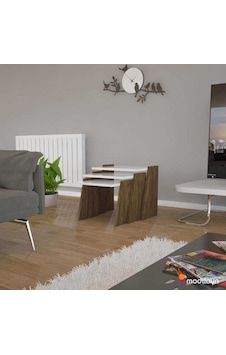 Modilayn Viva Zigon Sehpa Takımı High Gloss Ceviz - Beyaz