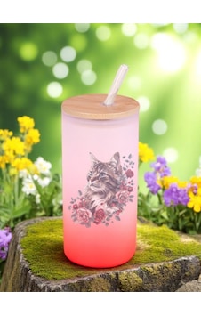 Çiçekli Kedi Baskılı Cam Pipetli Suluk Matara 600 Ml - Su Matarası Su Matara Suluk Kırmızı Çiçekli Kedi Baskılı Cam Pipetli Suluk Matara 600 Ml - Su Matarası Su Matara Suluk Kırmızı