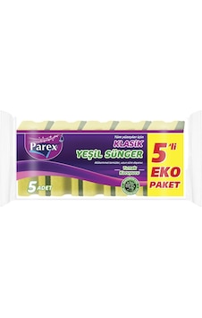 Parex Klasik Yeşil Oluklu Sünger 5'li Eko Paket 3 Adet