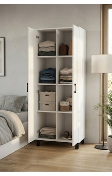 8 Gözlü Kiler Dolabı Beyaz 70 Cm Altın 8 Gözlü Kiler Dolabı Beyaz 70 Cm Altın
