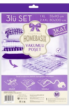Homebasix Vakumlu Hurç 3'lü Set 1xl - 2xxl Çok Renkli