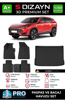 S-dizayn Mg Hs Turbo Hybrid 3d Pro Havuzlu Paspas Ve Bagaj Havuzu Seti 2'li Set 2024 Üzeri A+ Kali
