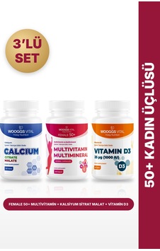 Female 50+ Multivitamin 120 Kapsül + Kalsiyum Sitrat Malat 120 Tablet + Vitamin D3 1000 Iu 3'lü Set Female 50+ Multivitamin 120 Kapsül + Kalsiyum Sitrat Malat 120 Tablet + Vitamin D3 1000 Iu 3'lü Set