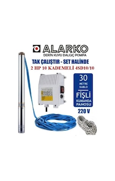 Alarko 2 Hp Derin Kuyu Dalgıç Pompa 30m Kablolu, Halat Ve Pano Dahil Al4sd10/10