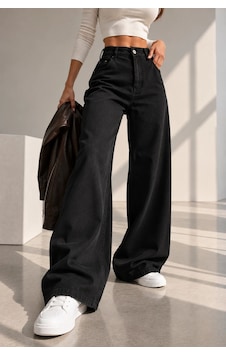 Bb Butik Basic Yüksek Bel Baggy Palazzo Pantolon Dm3535 siyah Bb Butik Basic Yüksek Bel Baggy Palazzo Pantolon Dm3535 siyah