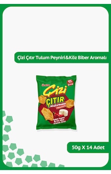Çizi Çıtır - Tulum Peyniri&köz Biber Aromalı - 50 Gram - 14 Adet Çizi Çıtır - Tulum Peyniri&köz Biber Aromalı - 50 Gram - 14 Adet