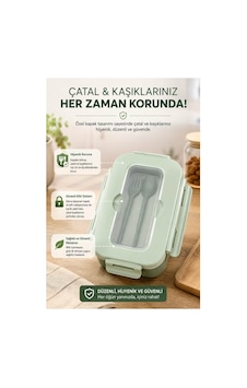 Piev Kilitli Sızdırmaz Çatal Kaşıklı 2 Bölmeli Beslenme Kabı Yeşil Piev Kilitli Sızdırmaz Çatal Kaşıklı 2 Bölmeli Beslenme Kabı Yeşil