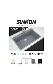 Sinkon Gri Granit Eviye 77 x 53 - Sg70B - Sinkon Sinkon Gri Granit Eviye 77 x 53 - Sg70B - Sinkon