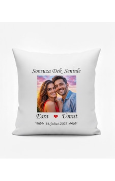 Sonsuza Dek Seninle Yazılı Kişiye Özel Yastık 40x40 Beyaz Sonsuza Dek Seninle Yazılı Kişiye Özel Yastık 40x40 Beyaz