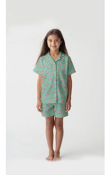 Elmas Kids Kız Çocuk Düğmeli Yazlık Şortlu Takım Elm-5003 Mint