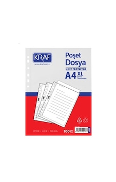 KRAF Poşet Dosya Şeffaf A4 100`lü Paket KRAF Poşet Dosya Şeffaf A4 100`lü Paket