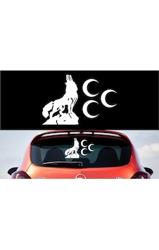 Uluyan Bozkurt Üç Hilal Oto Sticker Çıkartma Uluyan Bozkurt Üç Hilal Oto Sticker Çıkartma