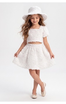 Mnk Baby & Kids Rosemu Kız Çocuk Şapkalı Takım M00819 Beyaz Mnk Baby & Kids Rosemu Kız Çocuk Şapkalı Takım M00819 Beyaz