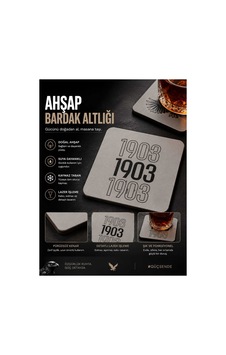 Beşiktaş Lisanslı Ahşap Bardak Altlığı Beyaz