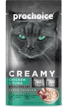 Prochoice Creamy Tavuklu Ve Ton Balıklı Sıvı Krema Kedi Ödülü 4 X 15 Gr Prochoice Creamy Tavuklu Ve Ton Balıklı Sıvı Krema Kedi Ödülü 4 X 15 Gr