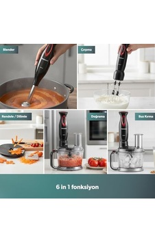 Functionall 2851h Mutfak Robotu Siyah Kırmızı Acı Kahverengi