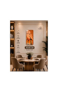 Duvar Saati Sessiz Akar Saniyeli Cam Modern Dekoratif Saat 30x60 Turuncu Turuncu Duvar Saati Sessiz Akar Saniyeli Cam Modern Dekoratif Saat 30x60 Turuncu Turuncu