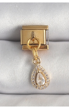 316l Çelik Gold Renk Sallantı Damla Zirkon Taşlı Nomination Charm Altın 316l Çelik Gold Renk Sallantı Damla Zirkon Taşlı Nomination Charm Altın
