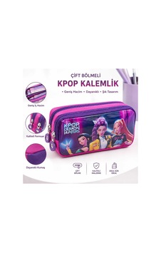 K-pop Ve Anime Figürlü Çift Bölmeli Kalem Kutusu 1 Adet Çok Renkli Çok Renkli