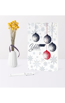 Kişiye Özel Yılbaşı Mutlu Yıllar Temalı Beyaz Defter Kalem Seti - 13 Kişiye Özel Yılbaşı Mutlu Yıllar Temalı Beyaz Defter Kalem Seti - 13