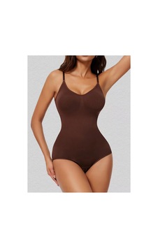 Seamless Zıbın Korse Çıtçıtlı Body 2 Beden İncelten Toparlayıcı Push Up Etkili Karın Bel Göbek Sıkılaştırıcı Kadın Body Korse 9051 Kahverengi