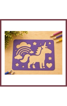 Storeşahin 3d Baskı Unicorn Ve Gökkuşağı Çizim Şablonu - Desen Kalıbı - Mor Shn0720 Storeşahin 3d Baskı Unicorn Ve Gökkuşağı Çizim Şablonu - Desen Kalıbı - Mor Shn0720
