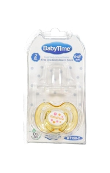 Baby Time Kiraz Uçlu Akide Desenli Emzik 6-18 Ay Sarı