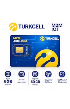 Turkcell M2m-ıot Aylık 5 Gb 1 Yıllık Data Hattı Resimde Gösterildiği Gibi