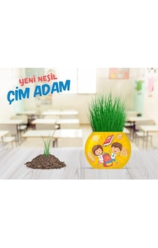 Yuup Okul Temalı Çim Adam 6&apos Lı Set Çocuklar İçin Eğitici Ve Eğlenceli Bitki Yetiştirme Kiti