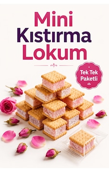 Mini Bisküvi Arası Kıstırma Lokum Güllü Lokum Tek Tek Paketli Lokum 500 Gr