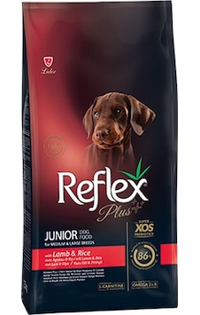 Reflex Plus Orta ve Büyük Irk Kuzulu ve Pirinçli Yavru Köpek Maması 12 KG