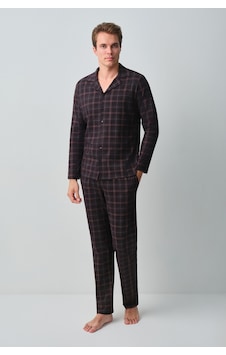 Suwen James Erkek Pamuklu Gömlek Yaka Pijama Takımı Msh10510243911 Siyah Suwen James Erkek Pamuklu Gömlek Yaka Pijama Takımı Msh10510243911 Siyah