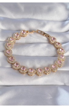Vip Seri Pirinç Gold Renk Pembe Zirkon Taşlı Kalp Tasarımlı Bileklik - Tj-bb6127 Çok Renkli Vip Seri Pirinç Gold Renk Pembe Zirkon Taşlı Kalp Tasarımlı Bileklik - Tj-bb6127 Çok Renkli
