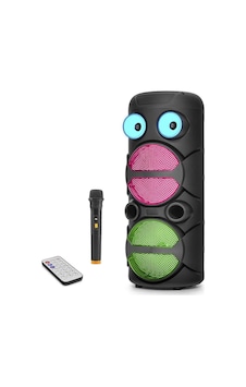 Bluetooth Hoparlör Fm Radyo 2x8 Inç Usb Tf Aux Rgb Mikrofonlu Kumandalı - Siyah Jbr8809 Evimdeyokyok
