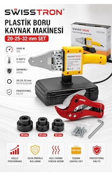 Swisstron Swseco2033 2000w Pprc Eco Boru Kaynak Makinesi 20-25-32 Mm 3 Paftalı Isı Ayarlı Makaslı Swisstron Swseco2033 2000w Pprc Eco Boru Kaynak Makinesi 20-25-32 Mm 3 Paftalı Isı Ayarlı Makaslı