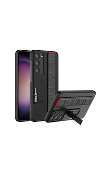 Kilifone - Samsung Uyumlu Galaxy S23 - Kılıf Stand Olabilen El Tutacaklı Karbon Fiber Band Kapak - Siyah Karbon
