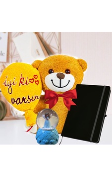 I Yi Ki Varsın Peluş Ayıcık & Müzikli Işıklı Sihirli Peri Kızı Orta Kar Küresi Ve Siyah Defter I Yi Ki Varsın Peluş Ayıcık & Müzikli Işıklı Sihirli Peri Kızı Orta Kar Küresi Ve Siyah Defter