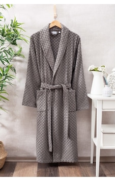 Eumenia %100 Pamuk Plaid Desen Koyu Gri Renk Bornoz Gri Eumenia %100 Pamuk Plaid Desen Koyu Gri Renk Bornoz Gri