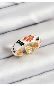 Tua Moda Pirinç Beyaz Mineli Çiçek Motifli Gold Renk Ayarlanabilir Kadın Yüzük Çok Renkli Tua Moda Pirinç Beyaz Mineli Çiçek Motifli Gold Renk Ayarlanabilir Kadın Yüzük Çok Renkli